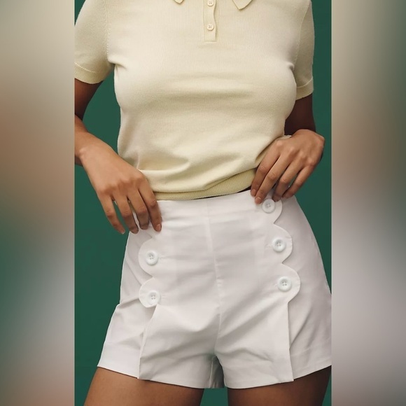 Anthropologie Pants - Anthropologie Maeve Scallop Button Shorts White Women's